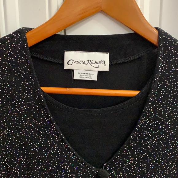 🥳Claudia Richard black sparkly top.  M - Picture 2 of 3